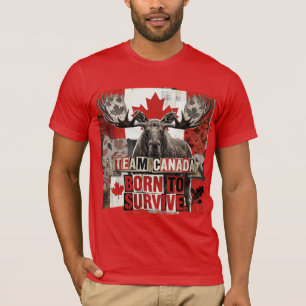 Camiseta Equipe Canadá. Nascido para sobreviver. Alce canad