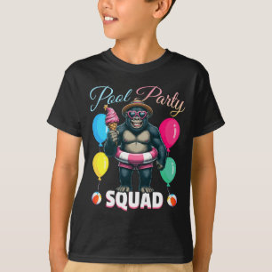 Camiseta Equipe da festa na piscina gorila engraçado férias