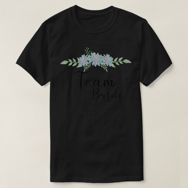 Camiseta Equipe da Noiva Casamento Azul Flores Noiva  (Frente do Design)