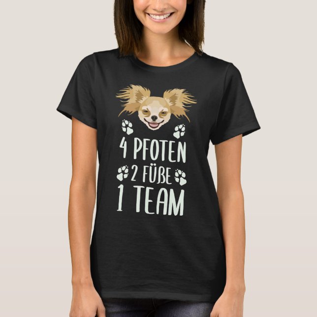 Camiseta Equipe de 4 patas 2 pés 1 Chihuahua (Frente)