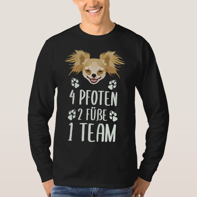 Camiseta Equipe de 4 patas 2 pés 1 Chihuahua (Frente)