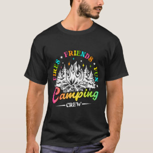 Camiseta Equipe de Acampamento Ateia Amigos Diversão Vibraç