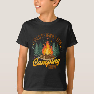 Camiseta Equipe de Acampamento Divertido de Amigos de Fogo