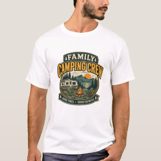 Camiseta Equipe de Acampamento Familiar Camper Vintage e Fo