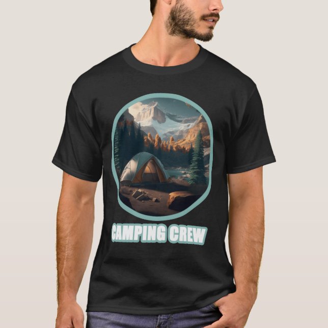 Camiseta Equipe de Acampamento Fora do Pôr do Sol Presente  (Frente)