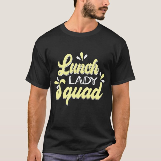Camiseta Equipe de Almoço da Escola de Cafeteria do Quadrad (Frente)