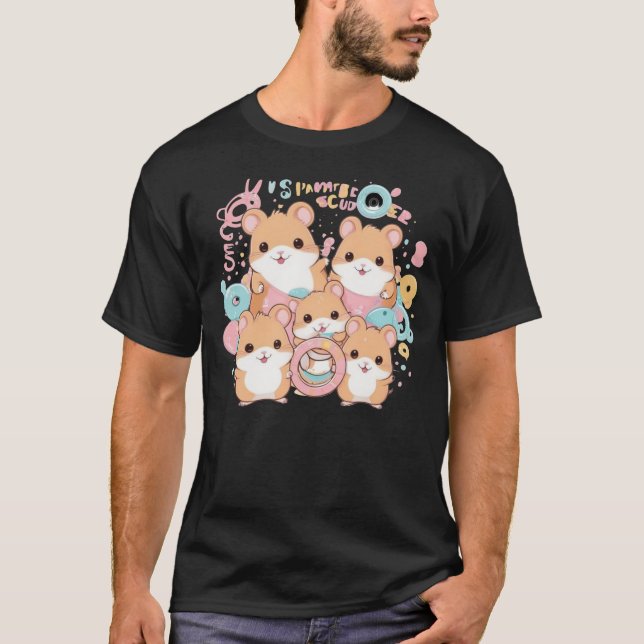 Camiseta Equipe de Anéis de Hamster Kawaii (Frente)