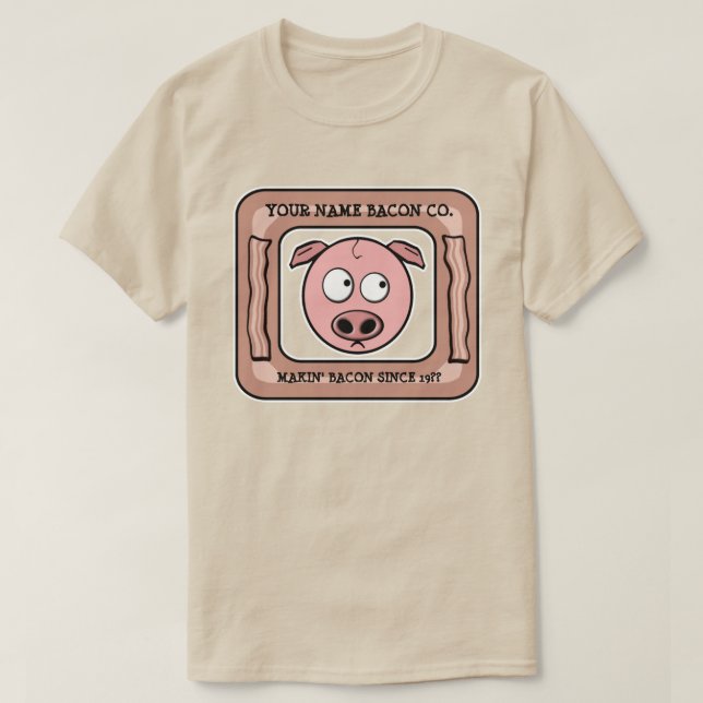 Camiseta Equipe de bacon personalizável (SEU NOME) (Frente do Design)