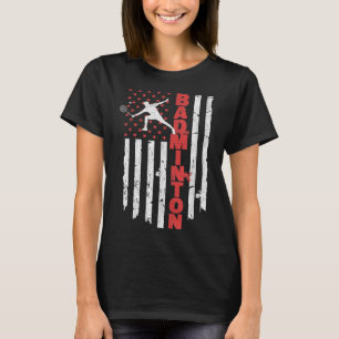 Camiseta Equipe de Badminton Bandeira Americana EUA Badmint