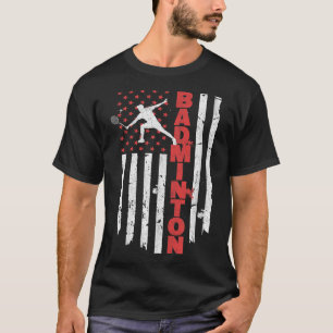 Camiseta Equipe de Badminton Bandeira Americana EUA Badmint