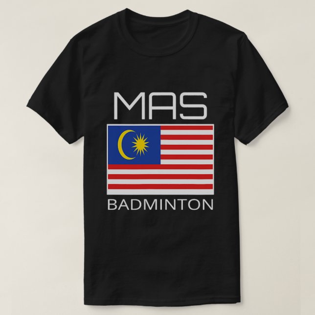 Camiseta Equipe de Badminton da Malásia Bandeira MAS Atleta (Frente do Design)