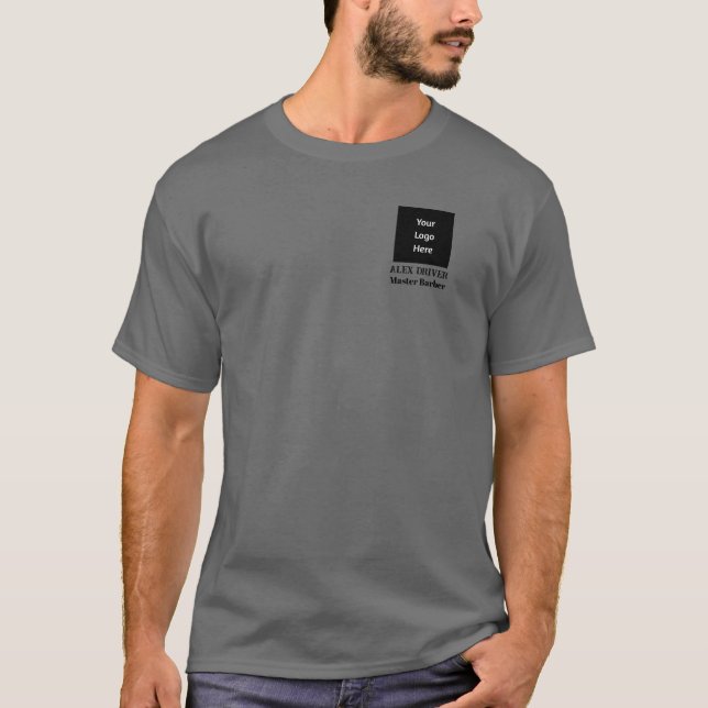 Camiseta Equipe de Barbearia Moderna e Elegante Preta e Cin (Frente)