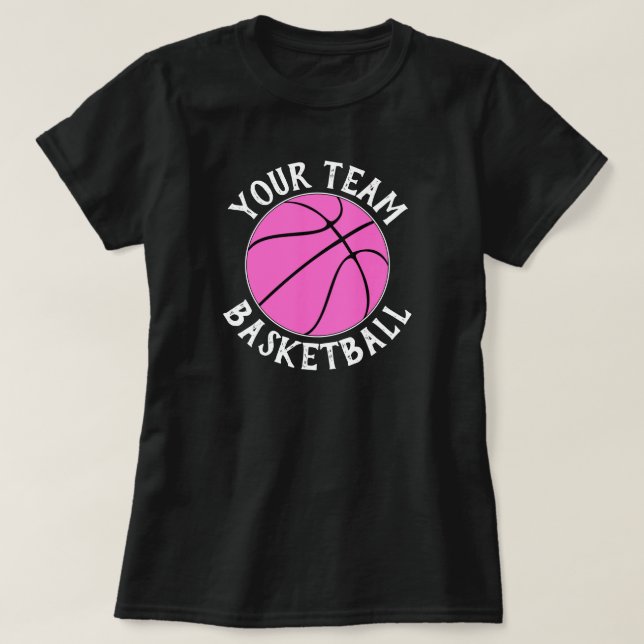 Camiseta Equipe de basquete rosa, nome do jogador e número  (Frente do Design)