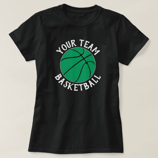 Camiseta Equipe de Basquete Verde, Nome do Jogador e Número (Frente do Design)