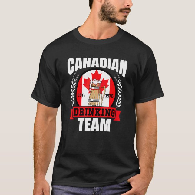 Camiseta Equipe de Bebedores Canadenses   Bandeira do Canad (Frente)