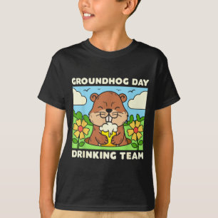 Camiseta Equipe de Bebedores do Dia da Marmota Homens Engra