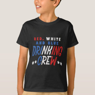 Camiseta Equipe de Bebedores Vermelho Branco e Azul Engraça