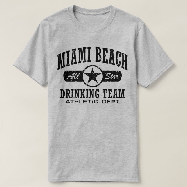 Camiseta Equipe de Bebendo de Miami Beach (Frente do Design)