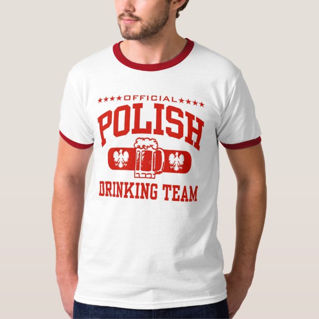 Camiseta equipe de bebendo polonês (Frente)