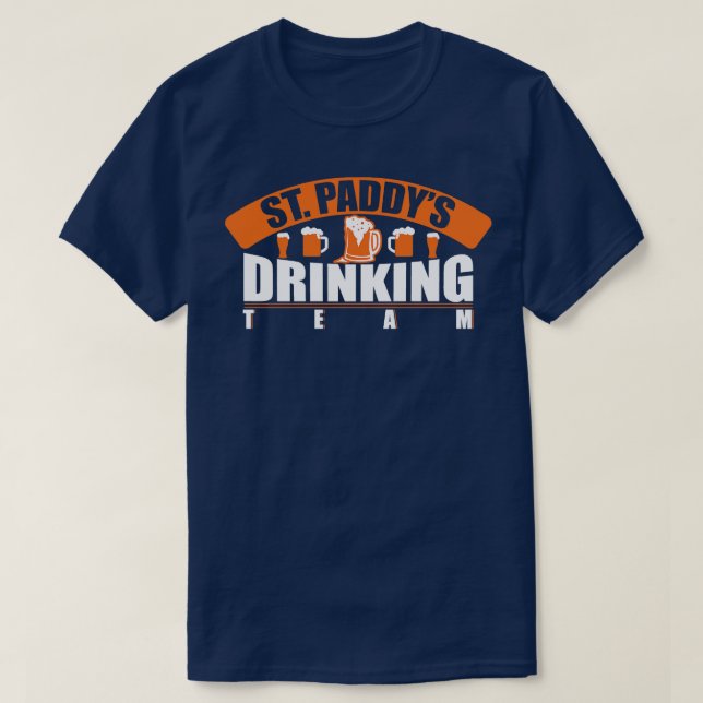 Camiseta Equipe de bebendo Stpaddy branca (Frente do Design)