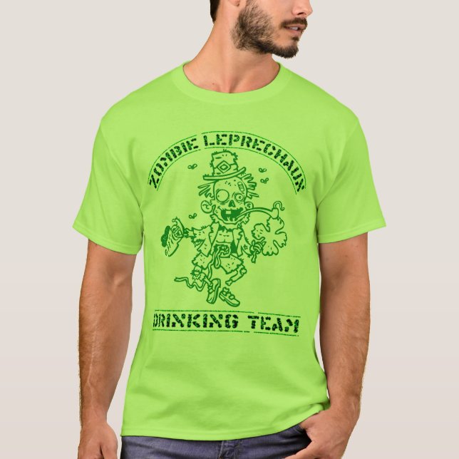 Camiseta Equipe de Bebendo Zombie Leprechaun (Frente)
