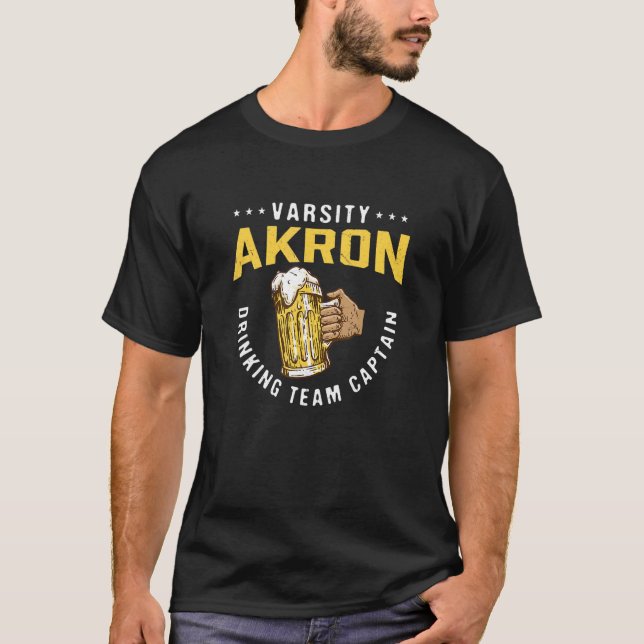 Camiseta Equipe de Bebendos Akron Capitão Funny Beer Humor  (Frente)
