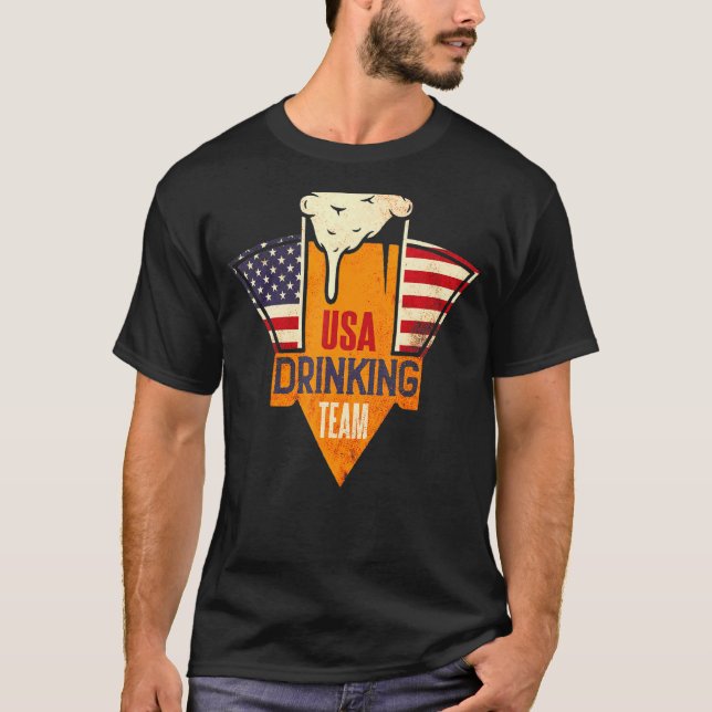 Camiseta Equipe De Bebendos Dos Eua - Festa De Cervejas - V (Frente)