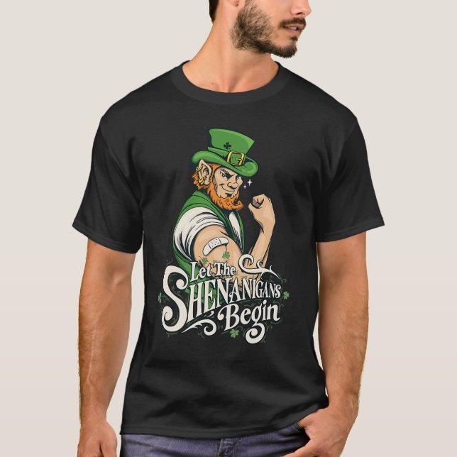 Camiseta Equipe de Bebendos irlandesa Deixe os Shenanigans  (Frente)