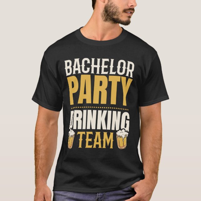Camiseta Equipe de Bebida de Solteiro Festa Esquadrão do No (Frente)