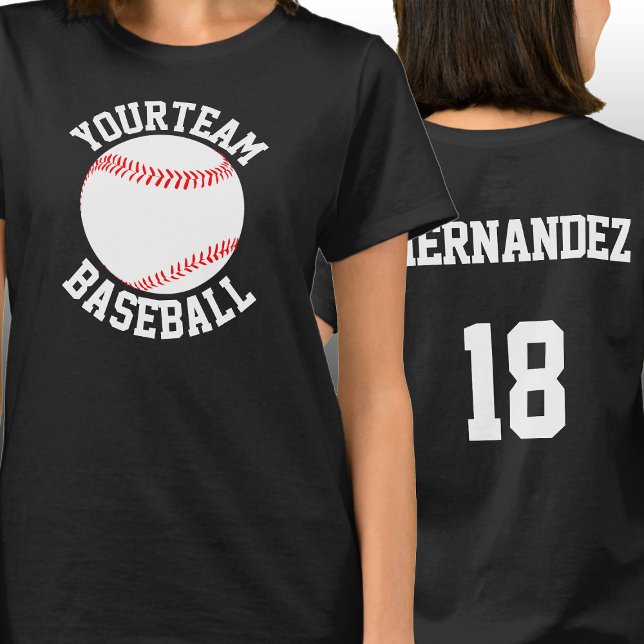 Camiseta Equipe de beisebol, Nome do jogador e número de mu (Custom baseball team shirts with personalized team name, player name and player number.)