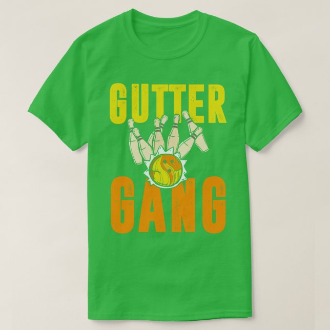 Camiseta Equipe de Boliche de Gutter Boliche Engraçado (Frente do Design)