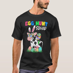 Camiseta Equipe de Caça a Ovos Ovos de Páscoa Bunny Cow Faz