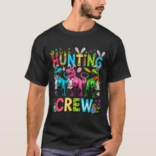 Camiseta Equipe de Caça Páscoa Três Coelhinhos Fofos T-rexe