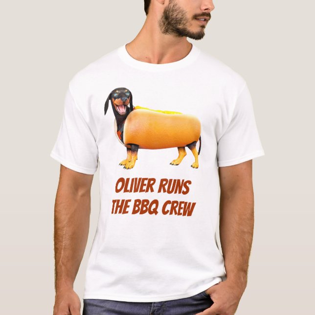 Camiseta Equipe de churrasco personalizada de Dachshund eng (Frente)