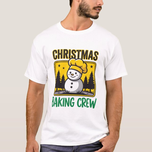 Camiseta Equipe de Confeitaria de Natal Boneco de Neve Desi (Frente)