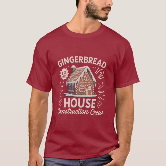 Camiseta Equipe de Construção de Casa de Gingerbread Natal  (Frente)