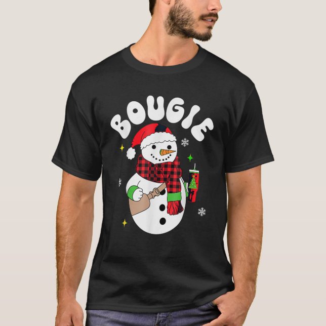 Camiseta Equipe de Correspondência Engraçada de Natal Snowm (Frente)