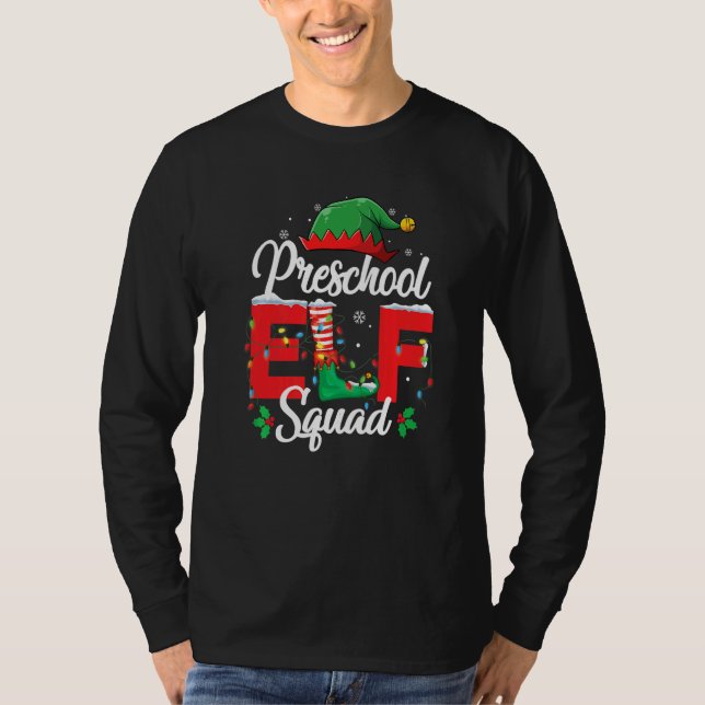 Camiseta Equipe de Elfo de Pré-Escola Professora Natal Corr (Frente)