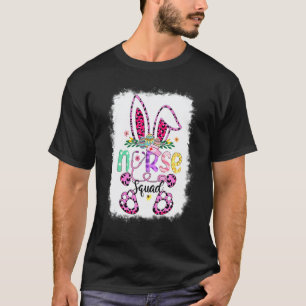 Camiseta Equipe de Enfermeira Fofa Orelhas de Coelho Leopar