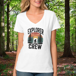 Camiseta Equipe de Explorador de Férias Familiares e Pé Gra