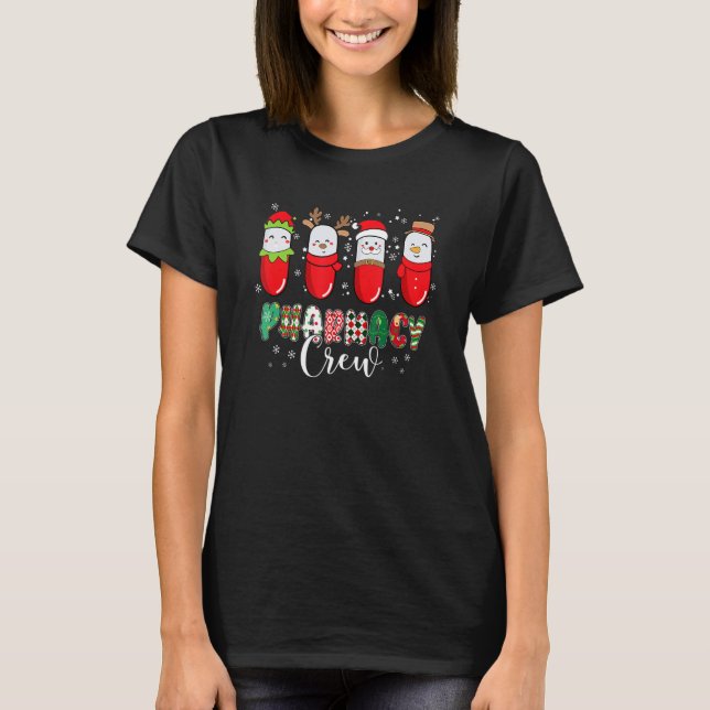 Camiseta Equipe De Farmácia Pílulas De Natal Boneco De Neve (Frente)