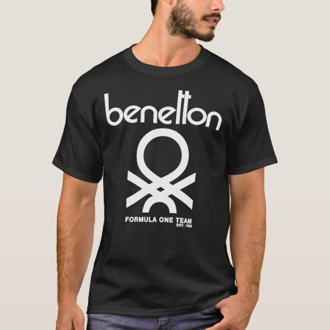 Camiseta Equipe de Fórmula Benetton 80s Coleção Clássica T- (Frente)
