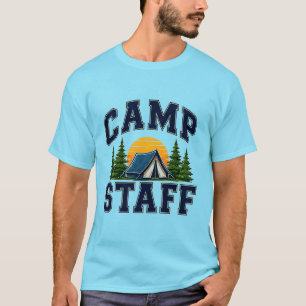 Camiseta Equipe de Funcionários de Acampamento Tipografia �