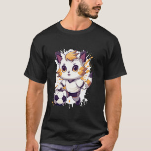 Camiseta Equipe de Futebol de Quadrinhos de Gato Jogando Fu