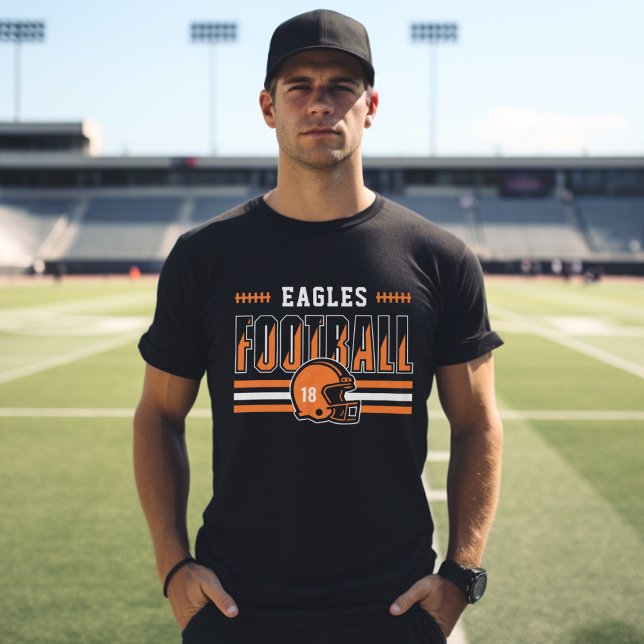 Camiseta Equipe de futebol personalizada Orange e Black Men (Criador carregado)