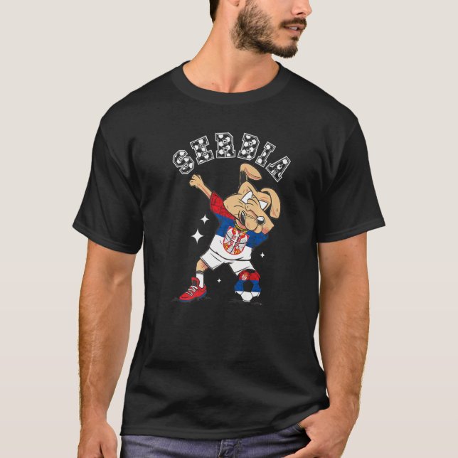 Camiseta Equipe de futebol sérvio Cachorro sérvio Bandeiras (Frente)