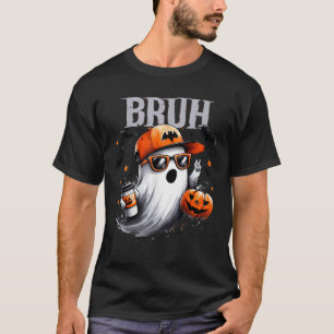 Camiseta Equipe de Halloween Bruh Boo Fantasma Criança Meni