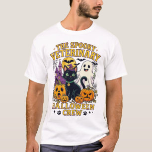 Camiseta Equipe de Halloween Veterinária Assustadora Gato P