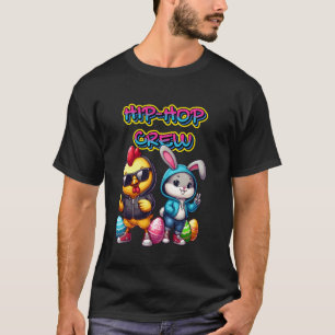 Camiseta Equipe de Hip-Hop Coelho de Páscoa Frango Ovos de