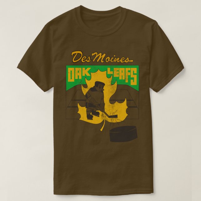Camiseta Equipe de Hóquei do Des Moines Oak Leafs 70s (Frente do Design)
